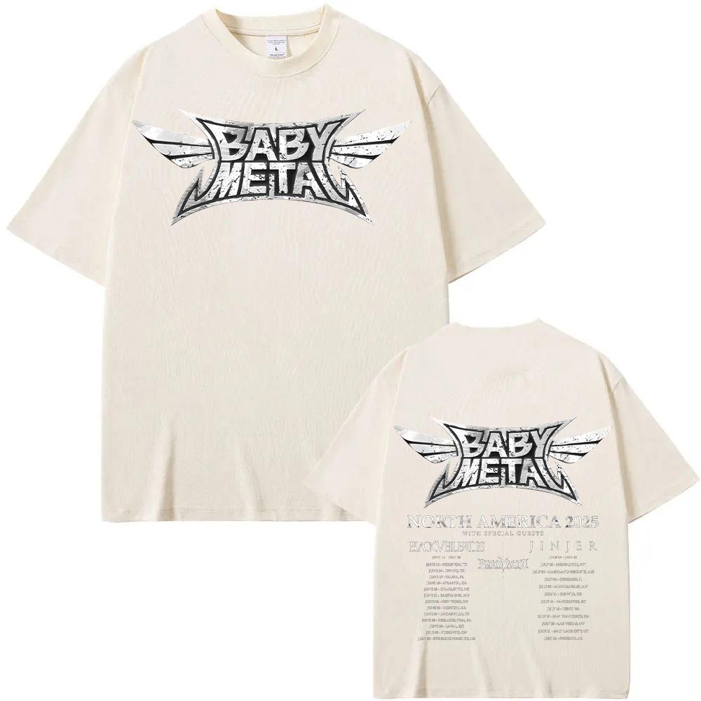 Babymetal Nordamerika Tour 2025 T-Shirts Vintage Babymetal Japan Metal Rockband T-Shirts Herren Damen Reiner Baumwolle Tees Harajuku XXL sand