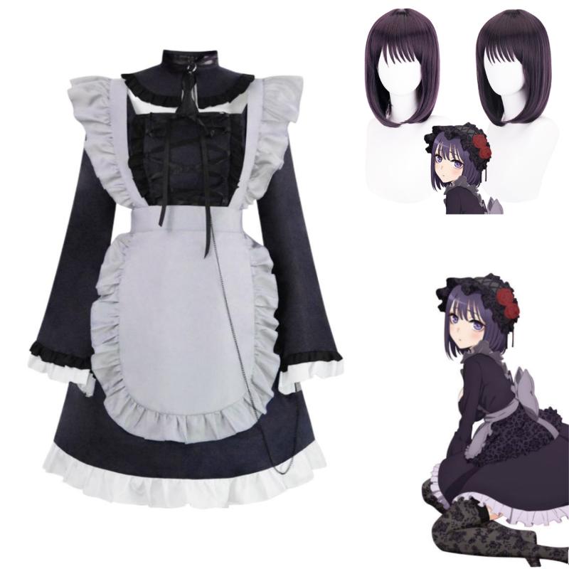 Anime Marin Kitagawa My Dress Up Darling Cosplay Maid Kopfbedeckung Perücke Halskette Kleid Kuroe Shizuku Lolita Halloween Kostüm L-(Costume+Wig)