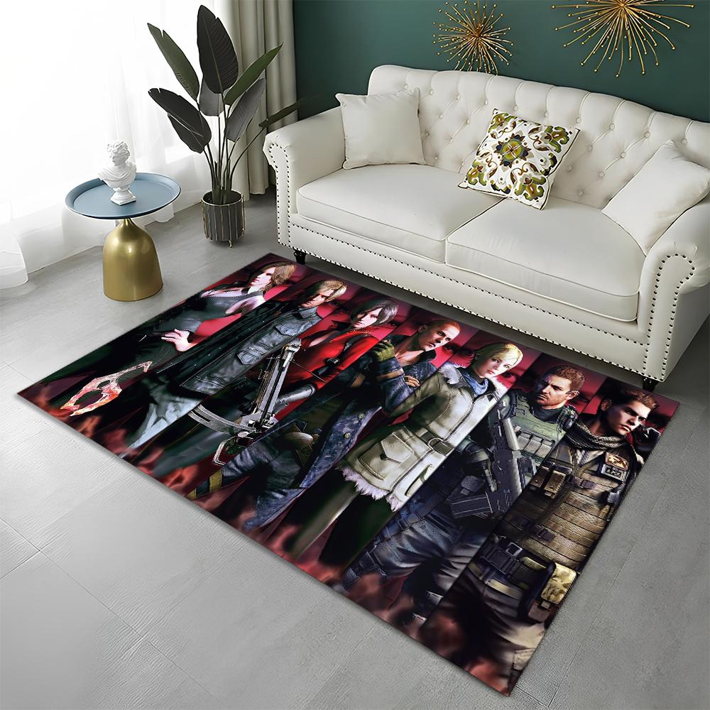 3D R-Resident Evil Gamer Spiele Teppich Teppich für Zuhause Wohnzimmer Schlafzimmer Sofa Fußmatte Dekor, Kinder Spielbereich Teppich Rutschfeste Bodenmatte 70x100cm