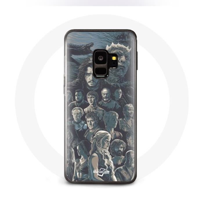 Hülle für Samsung Galaxy S9 Game of Thrones Staffel 8 Game of Thrones Poster Charaktere grauer Hintergrund grau