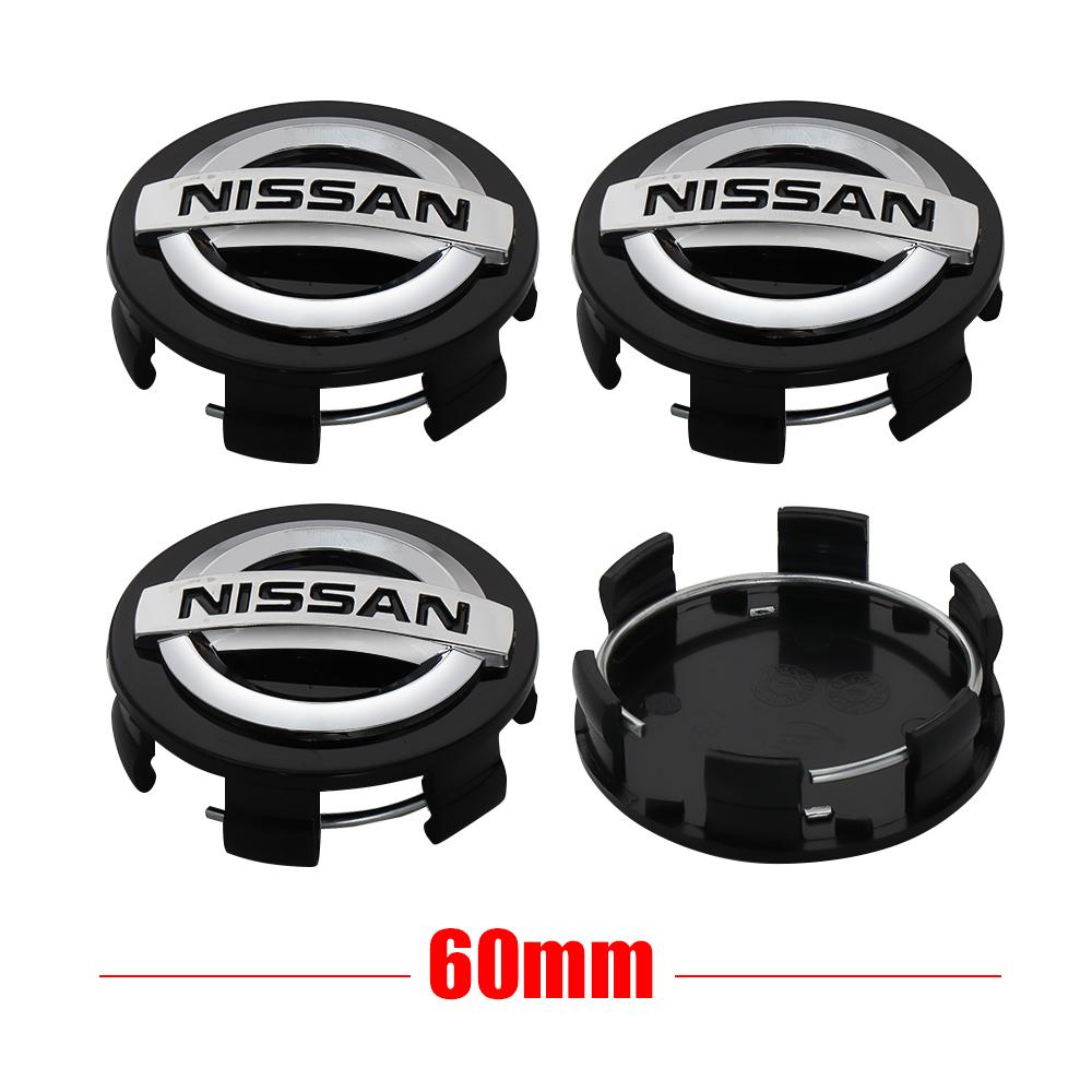 4 Stück 60mm Auto Radmitte Nabendeckel Felgenabdeckung Für Nissan X-trail Qashqai J10 J11 Note Juke Patrol Leaf Tiida Autozubehör schwarz