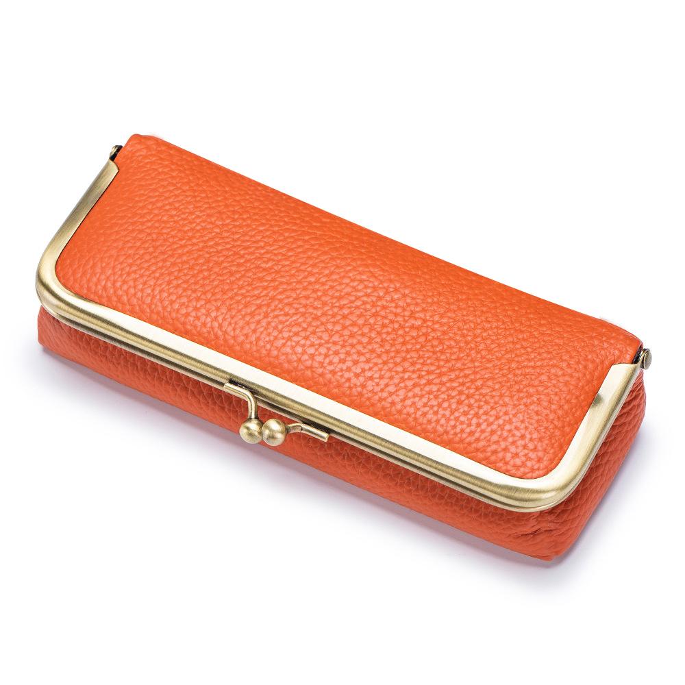 Brillenetui, Vintage Brillen- & Kleinteileetui - Schnappverschluss Kompakte Reiseaufbewahrung Geeignet für Reisen, Retro Brillenhalter, Aufbewahrungsbox orange