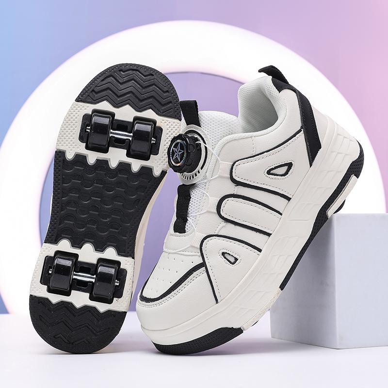 29-40 Kinder Vierrad-Sneaker Rollschuhlaufen Abnehmbare Studenten-Schlittschuhe Sportschuhe Mädchen Skate-Schuhe 35 weiß/schwarz