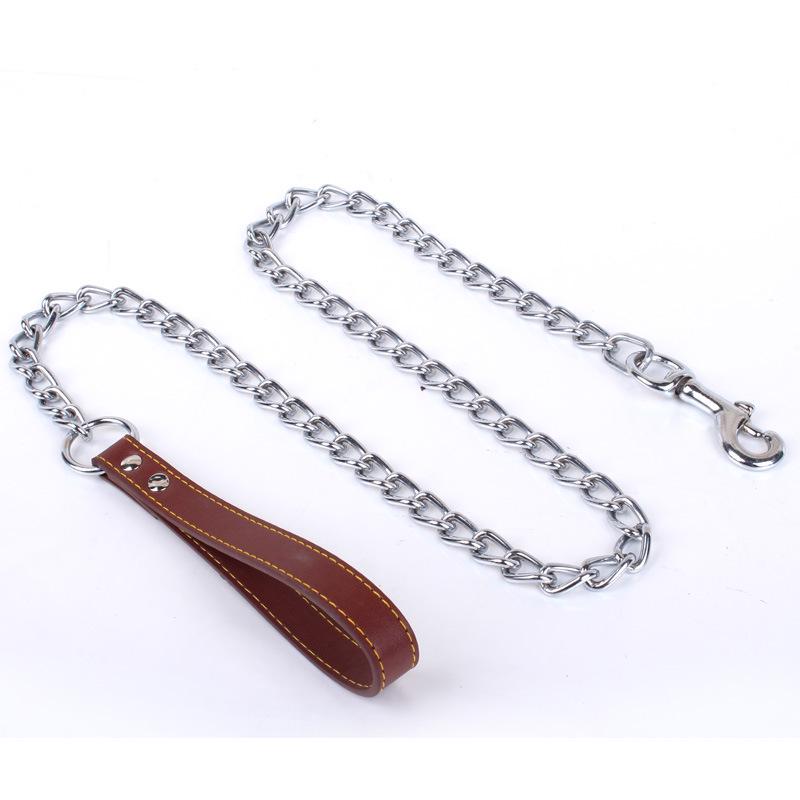 Metall-Beißschutz Hundeleine und Kette 2mm x 120cm braun