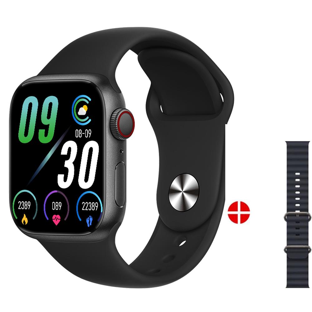 YurKem IWO Serie 7 Smart Watch 2 Zoll Wireless Charging Herzfrequenz Männer Frauen Fitness Tracker Sport Smartwatch Für IOS Android schwarze bohne