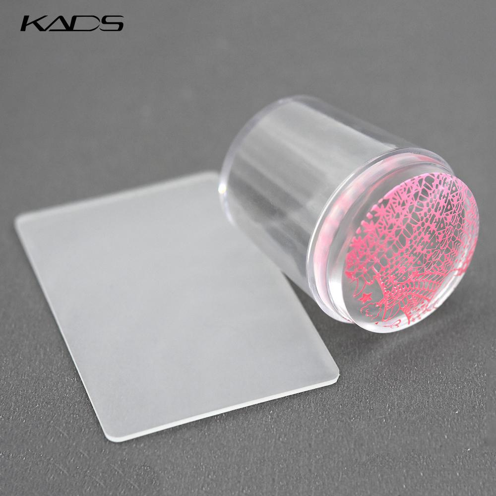 KADS Nagelstempel-Schaber-Set mit Kappe, 4 cm, transparentes Silikon-Nagelstempel-Werkzeug