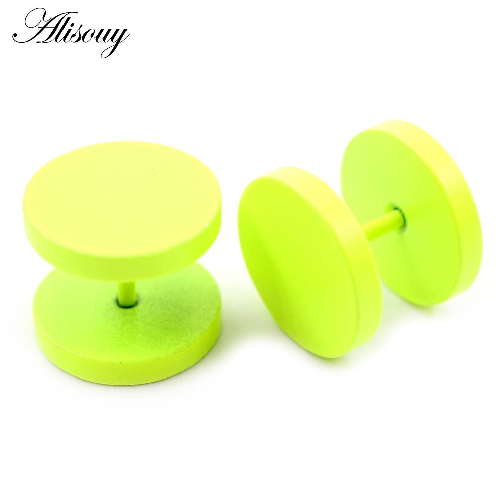 Alisouy 2 Stück 3-14mm Einbrennlack Edelstahl Unisex Herren Damen Hantel Rund Ohrstecker Ohrring Tragus Helix Piercing Schmuck 10mm gelb