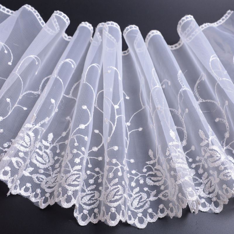 1 m bunte Stickerei Spitze DIY Damen Hochzeitskleid Kleidung Stoff Wiege Heimtextilien Sofabesatz 25 cm breit weiß