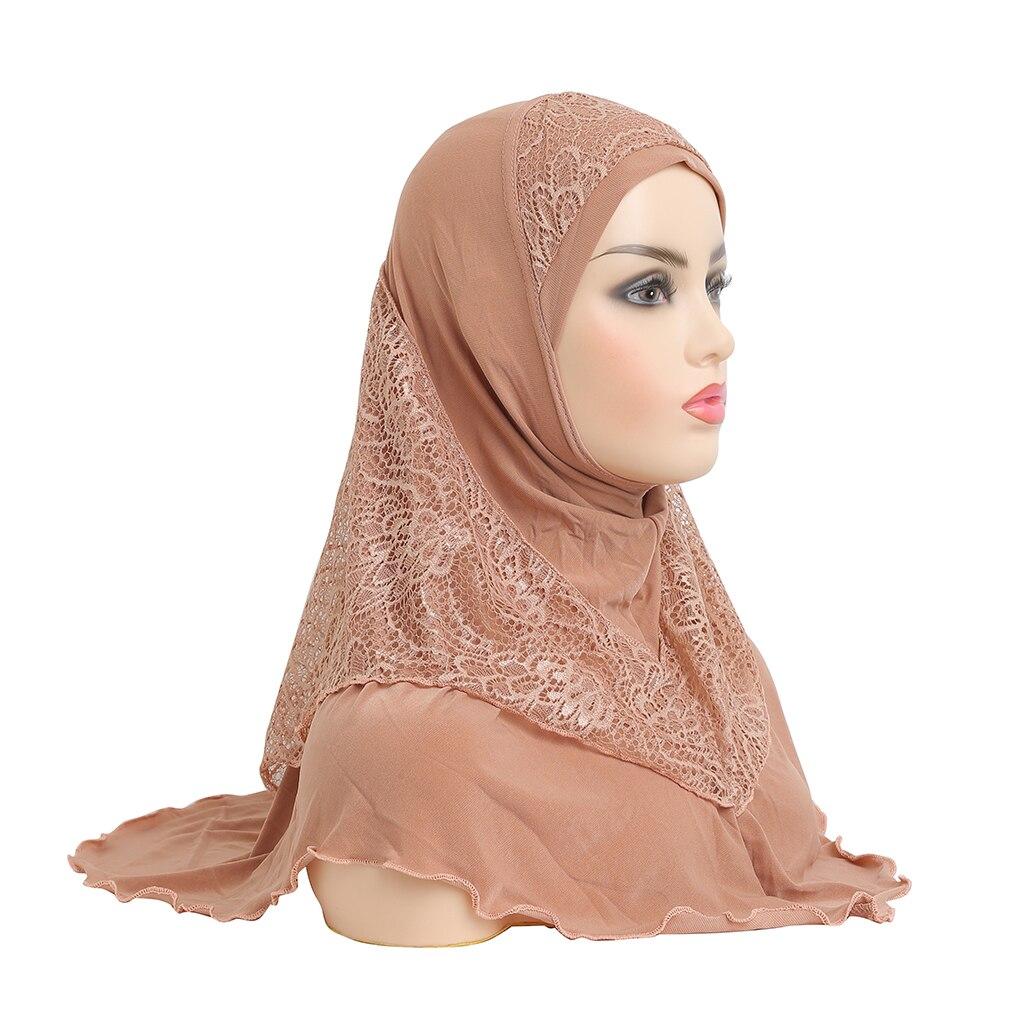 Muslim Hijab Spitze Islamischer Schal Kopfwickel Beten Schals Damen Kopfbedeckung khaki