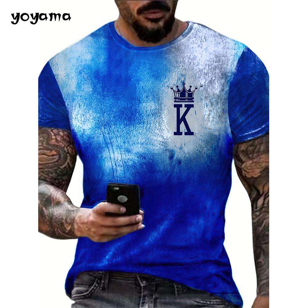 Vintage Herren T-Shirt Buchstabe K Gedruckt Herren Kurzarm T-Shirt Übergroße Tägliche Freizeit-Tops Sommer Herren Outdoor Streetwear 5XL