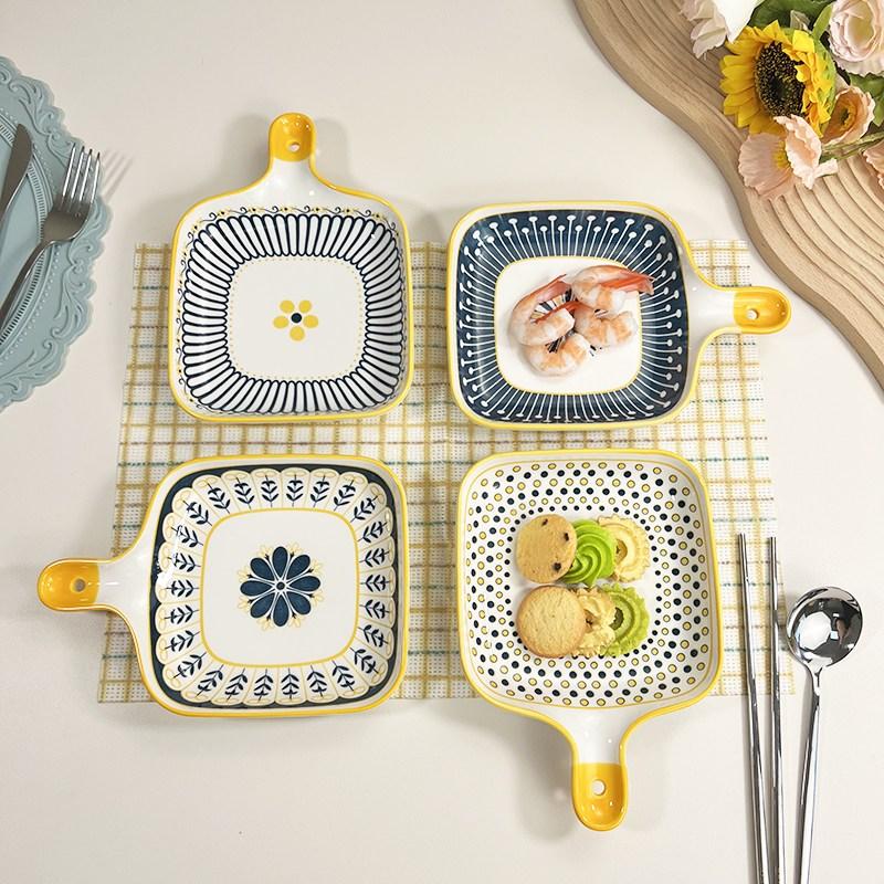 Steakteller-Set aus Keramik im nordischen Stil – 2-tlg./4-tlg. Familienbesteck-Set, gemischte Farben – 1 Teller/Teller-Set beige