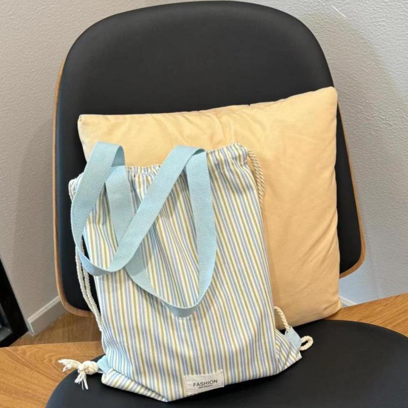 Canvas lässiger Rucksack 2025 frisch neu Zugbeutel Rucksack gestreift große Kapazität Schulter Shoulder double shoulder bag