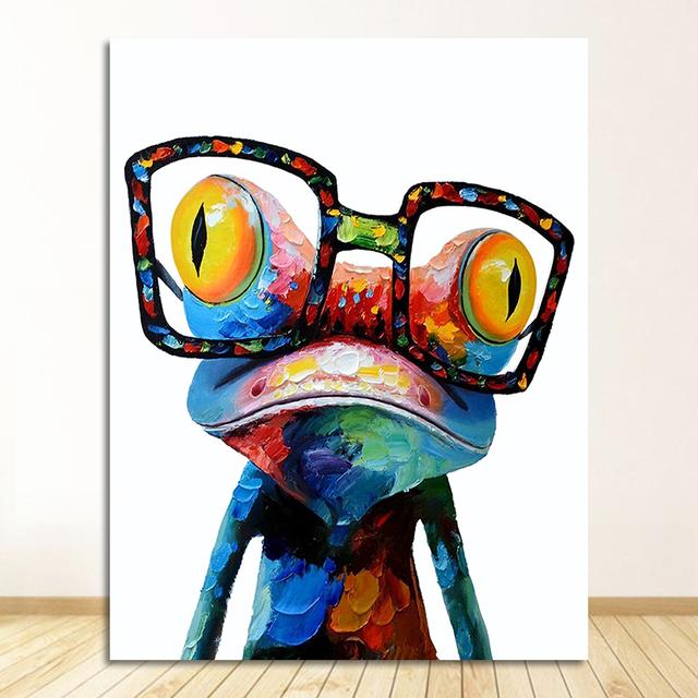 Gemälde, abstrakte Tiere, Poster und Drucke auf Leinwand, Wandkunst, Bild für Wohnzimmer, Dekoration, niedlicher Frosch, Graffiti-Kunst auf Leinwand 70cm×120cm NoFrame