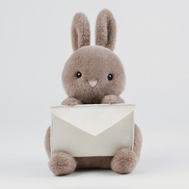 Neue Kreative Sitzende Umschlag Hase Plüschtiere Flauschige Häschen Puppe Liebliches Geschenk zum Einlegen einer Karte Lustige Spielsachen für Freunde Familie 25cm khaki