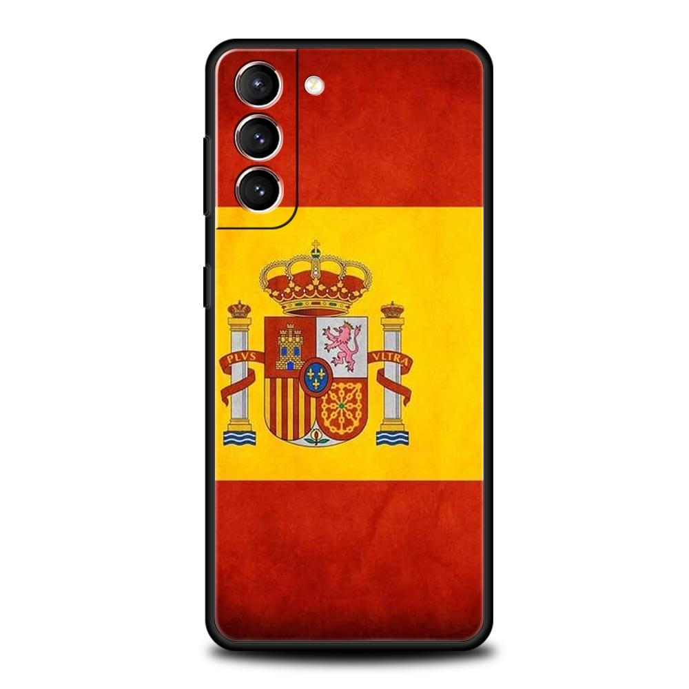 Spanien Flagge Handyhülle Für Samsung Galaxy S25 S24 S23 FE S22 Ultra S20 S21 5G S10 Plus S10E Weiche Schwarze Hülle Samsung S10