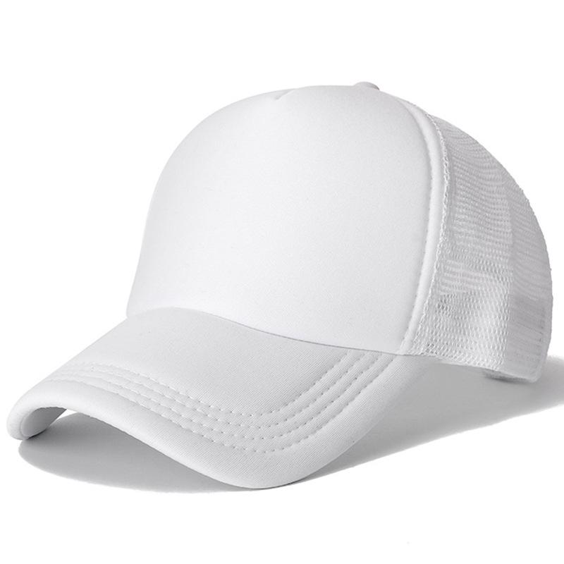 Unisex-Kappe, lässig, einfarbig, Mesh-Baseballkappe, verstellbare Snapback-Hüte für Damen und Herren, Hip-Hop-Trucker-Kappe 54cm-60cm weiß