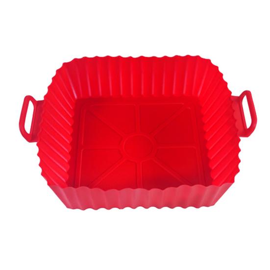 Air Fryer Einlagen Silikon Backblech Wiederverwendbarer Airfryer Korb Air Fryer Kochmatte Antihaft Pizzaform Backofen Küchenzubehör rot