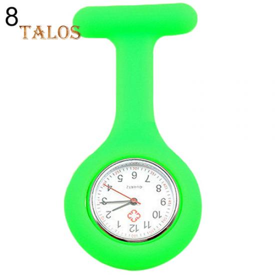 Niedliche, biegsame, weiche Krankenschwesteruhr aus Silikon mit Brosche, Taschenuhr, Tunika, Quarzuhrwerk grün