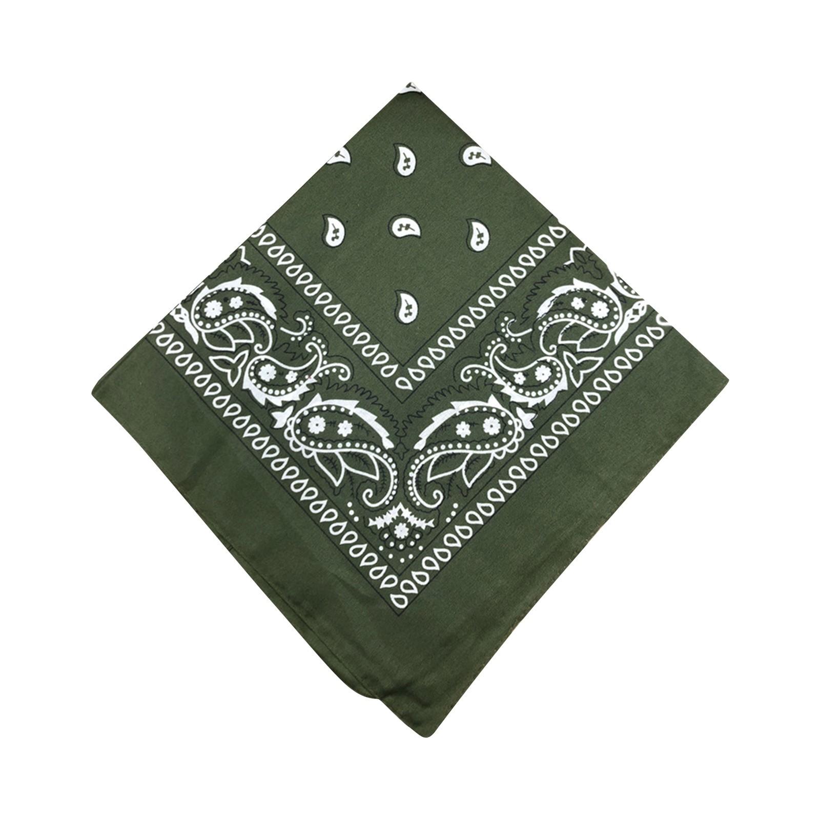 Baumwolle New Tie-Dyed Kopftuch Paisley Scroll Bandana Tie-Dyed Square One Size armee grüne