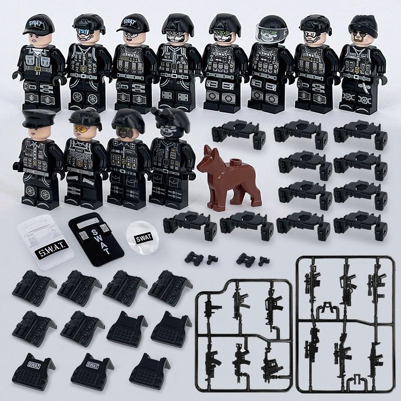 12 Stück Specia Force Soldaten SWAT Waffe Waffe Minifigur Bausteine Set Steine Sets Klassisches Waffenmodell Kinderspielzeug 4.5cm