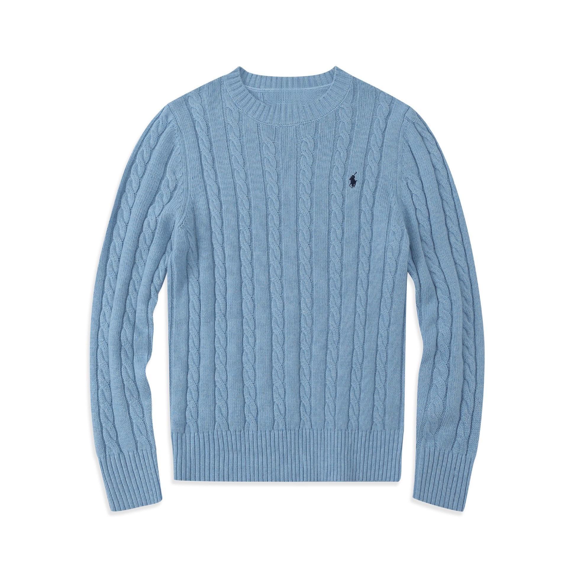 Urbaner Rundhals-Pullover Modisches Oberteil Strickpullover Lässiger Pullover Herrenbekleidung Herbst/Winter S himmelblaue