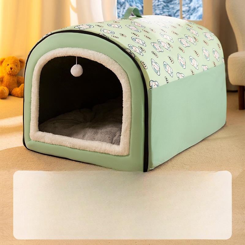 Hundehütte Verdicktes Hundehaus Abnehmbare und waschbare große Hundematte Winterwarme große Hundehaustierhütte Hundematratze Haustiermatte XL-60*45*40cm