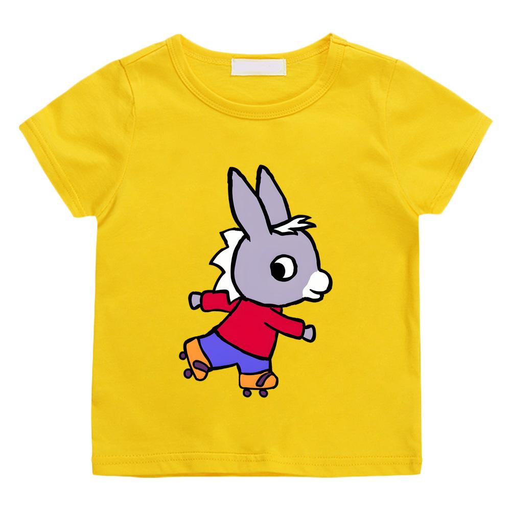 Anime-Aufdruck Lässige T-Shirts Lane Trotro Kinder Hochwertige Baumwoll-T-Shirts Jungen Mädchen Oberteile Kinder Intellektueller Spaß Cartoon-T-Shirts 140 gelb