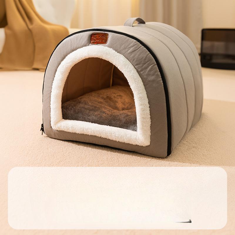 Herbst und Winter Hund Plain Stepp Tragbare Nest Katze Nest Kleine und Mittlere Hund Jurte Zwinger Haustier Geschlossen Verdickt Nest L-50 * 40 * 35cm gray