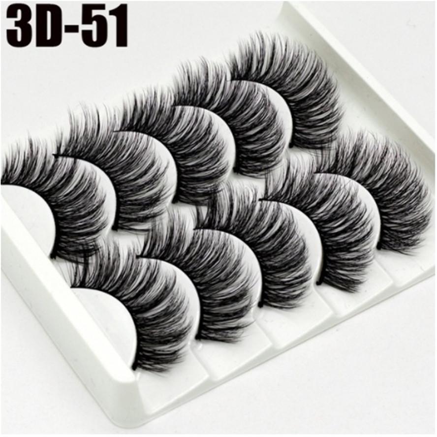 5 Paar 3D-Wimpern Wispy Beauty Natürliche falsche lange dicke falsche Wimpern Make-up 3D-51