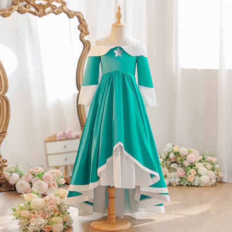 Kinder Mädchen Prinzessin Rosalina Rosetta Kleid Geburtstagsparty Halloween Cosplay Kostüme 150cm grün