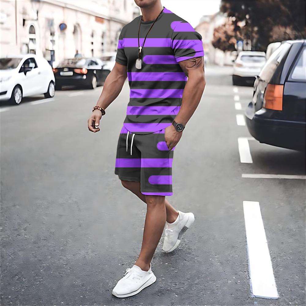 Herren Sommer Kurzarm T-Shirt Shorts 2-teilige Sets Aufdruck Herren Trainingsanzüge Übergroße T-Shirts Street Sportbekleidung Anzüge Kleidung 6XL