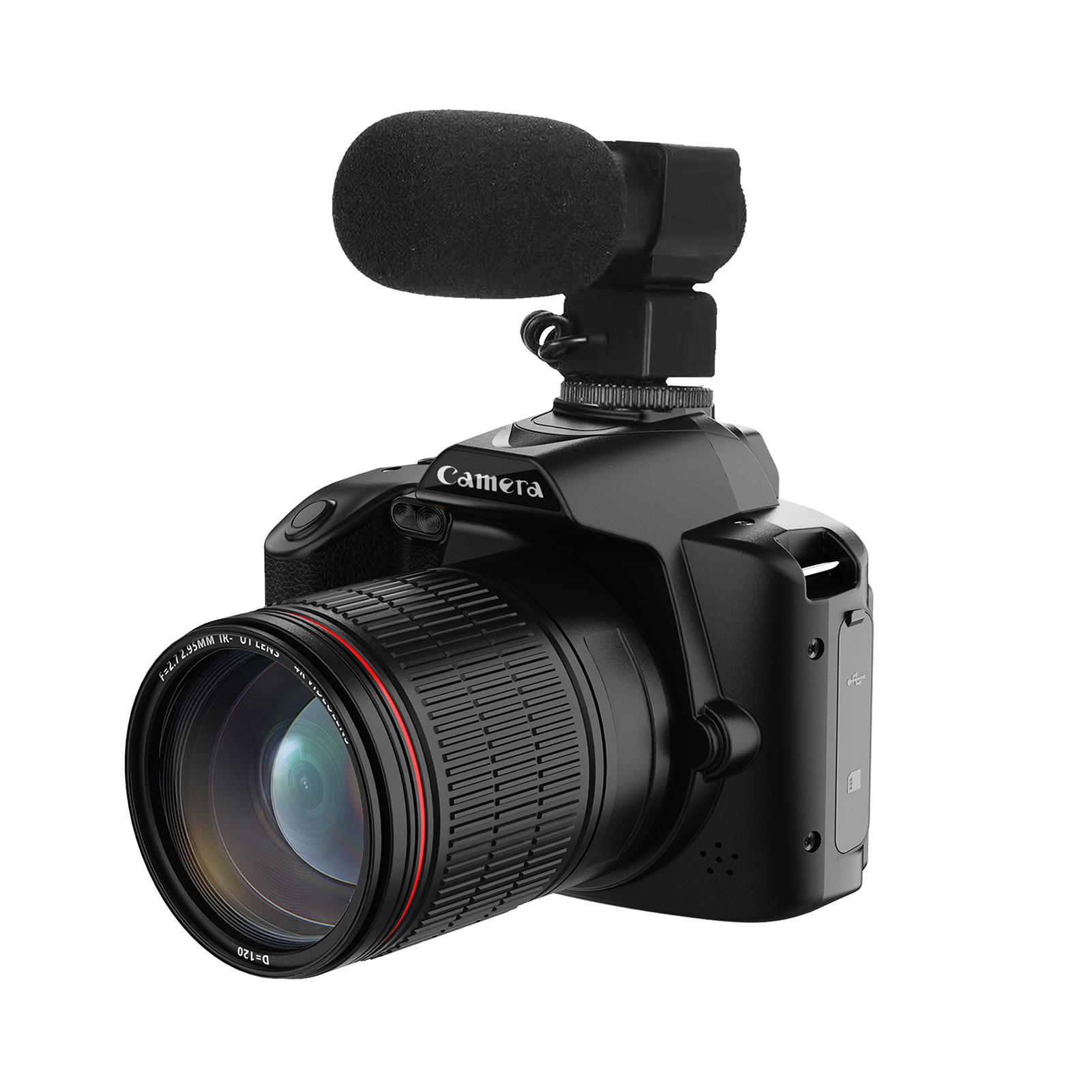 4K Digitalkamera WiFi Digitale Videokamera 64MP Doppelobjektiv 3 Zoll IPS Bildschirm 16X Anti-Shake Zoom Camera & Microphone