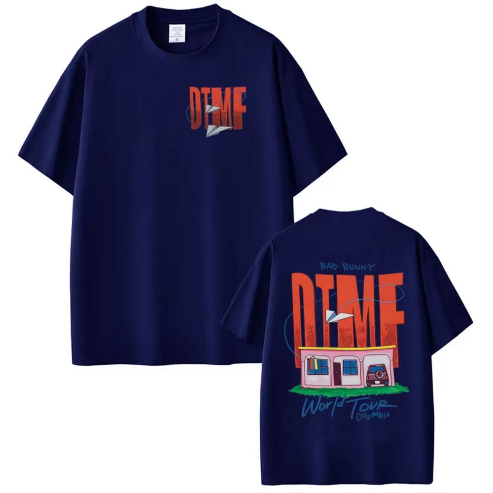 Rapper Bad Bunny Album T-Shirt Debi Tirar Mas Fotos DTMF Tour T-Shirts Herren Damen Mode Kurzarm T-Shirt Streetwear 3XL blue