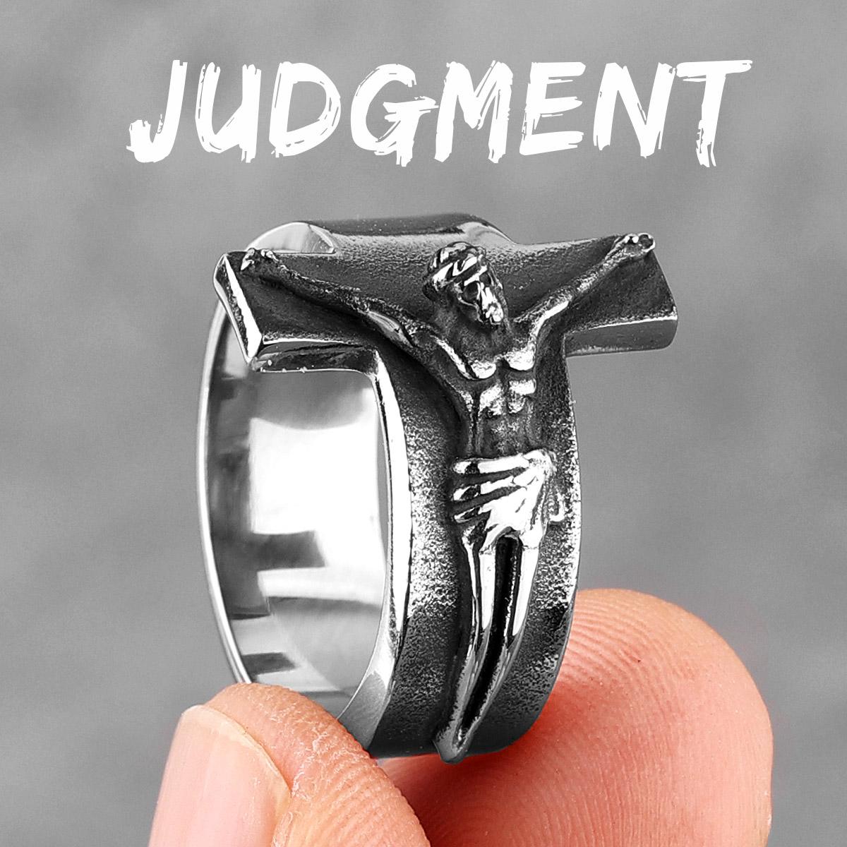 Karfreitag Jesus Kreuz Ring Edelstahl Herrenringe Punk Amulett für Männlichen Freund Biker Schmuck Kreativität Geschenk 9 gray