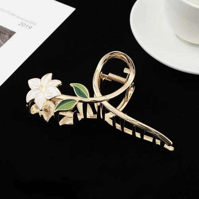 Neue Frauen Metall Haar Klaue Elegante Gold Blumen Haar Clips Haarspange Krabben Stirnband Pferdeschwanz Clip Kopfbedeckung Haar Zubehör Tiara