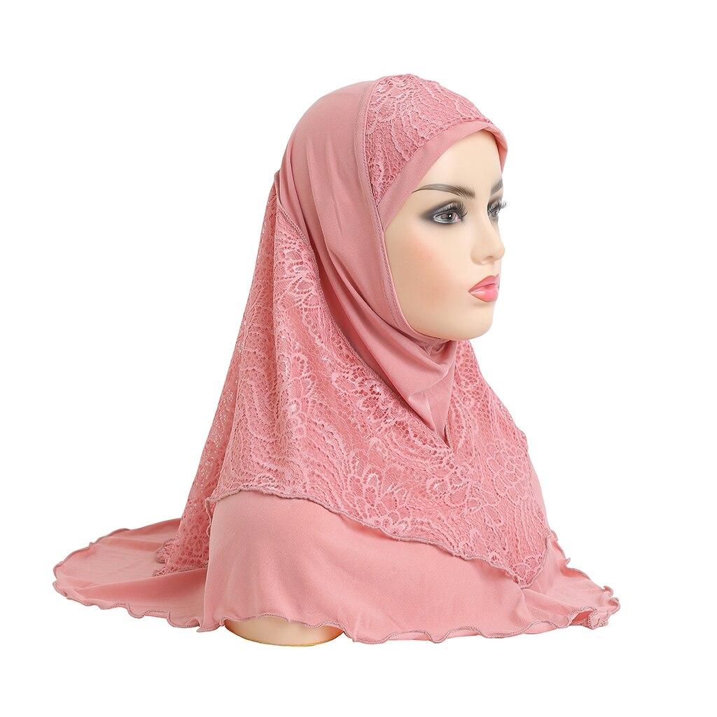 Muslim Hijab Spitze Islamischer Schal Kopfwickel Beten Schals Damen Kopfbedeckung rosa