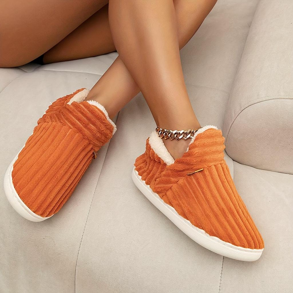 Neue warme Winterschuhe – ultrawarm, rutschfest, bequem und plüschig für Hausschuhe, Größe 22–45 22-23 orange