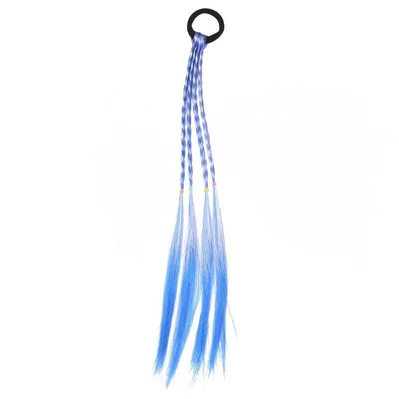 1 STÜCK Neue Mädchen Bunte Perücken Pferdeschwanz Kinder Haarschmuck Kopfschmuck Haarschmuck Stirnbänder Gummibänder Schönheit Haarbänder Kopfbedeckung 1pc dunkelblaue