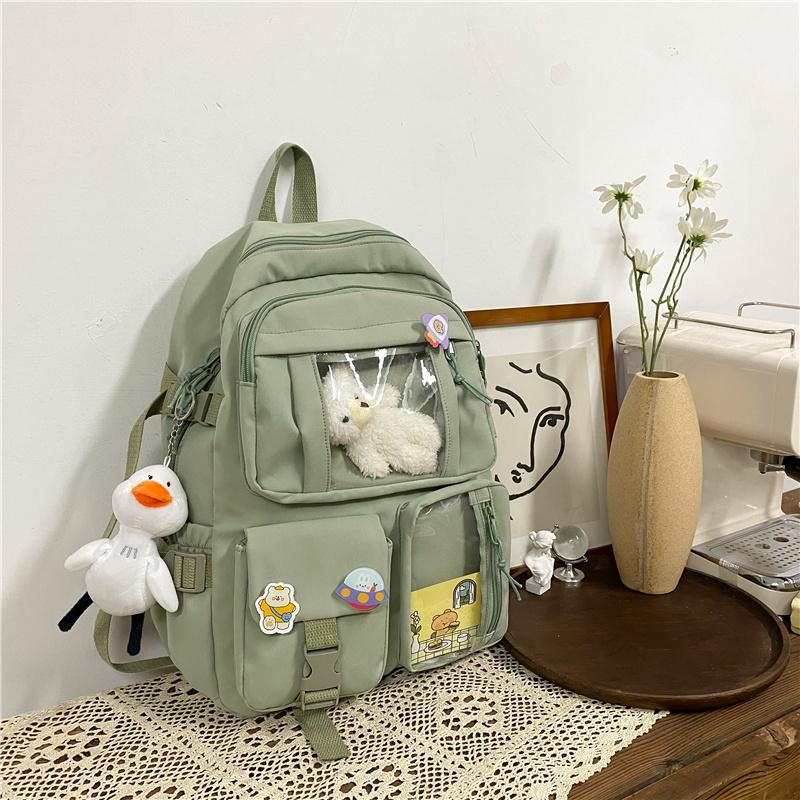 Neue Koreanische Große Kapazität Rucksäcke Frauen Kawaii Hohe Studenten Schule Tasche Für Teenager Mädchen Süße Wasserdichte Schule Reisetaschen 41cm*30cm*12 grün