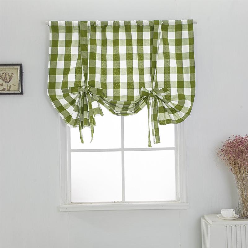 1 Packung Buffalo Check Karomuster Fenster-Schals Landhaus-Design Fensterdekoration Vorhänge Stangentaschen-Schals für Küche/Wohnzimmer 80X140cm grün