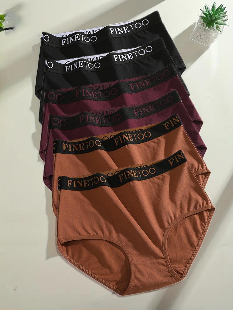 Finetoo 6 Stück/Set Damen Nahtlose Baumwollslips Damen Übergröße Slips Atmungsaktive Unterwäsche Weiblich Niedrige Taille Weiche Lingerie S-XXL L&6pcs black