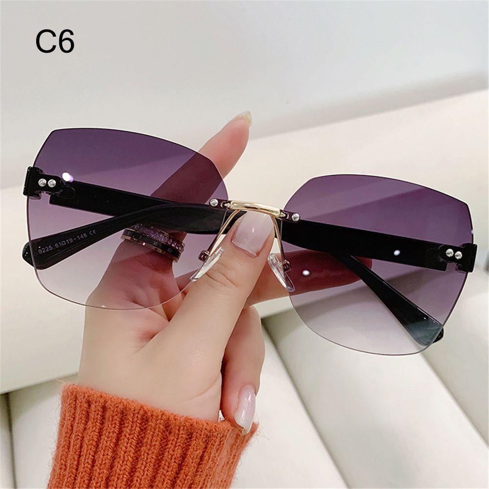 Vintage Randlose Sonnenbrille Frauen Farbverlauf Sonnenbrille Sommer Shades Fashion UV400 Rahmenlose Sonnenbrille Damen Brille C6