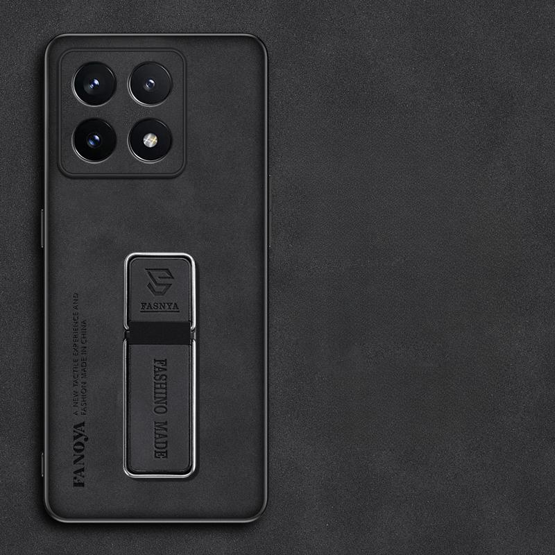 Für Xiaomi 14T Pro Mi 14T 14 T Pro Skinsheep Leder Kamera Stoßfest Rüstung Fall für Xiaomi 12T 13T 14 14Tpro Magnetischer Halter Ständer Schützen Abdeckung Xiaomi 14T 5G schwarz