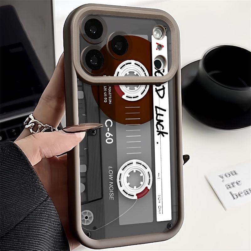 Tape Print Handyhülle für iPhone Air 16e 17 16 15 14 Pro Max 13 12 Pro 15 16 14 Plus Stoßfestes Silikon Weiche TPU-Hülle iPhone 12 Pro Max kaffeebraun