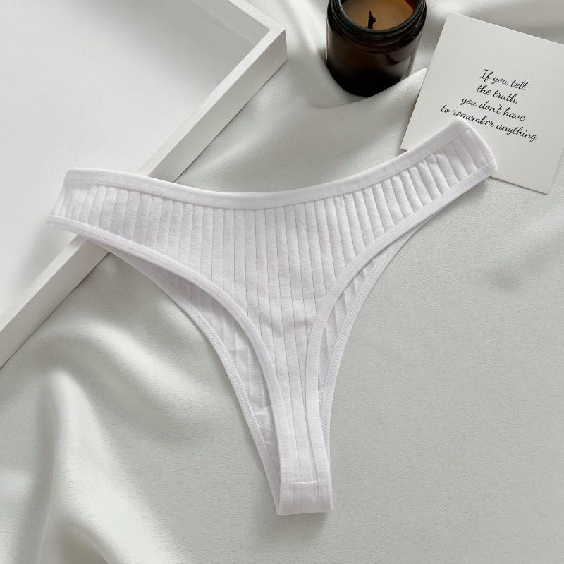 FINETOO Tangas für Damen, weicher Baumwoll-Tanga, sexy Low-Rise-T-Back-Unterwäsche, S-XL, bequeme Höschen, Mädchen-Unterwäsche S weiß