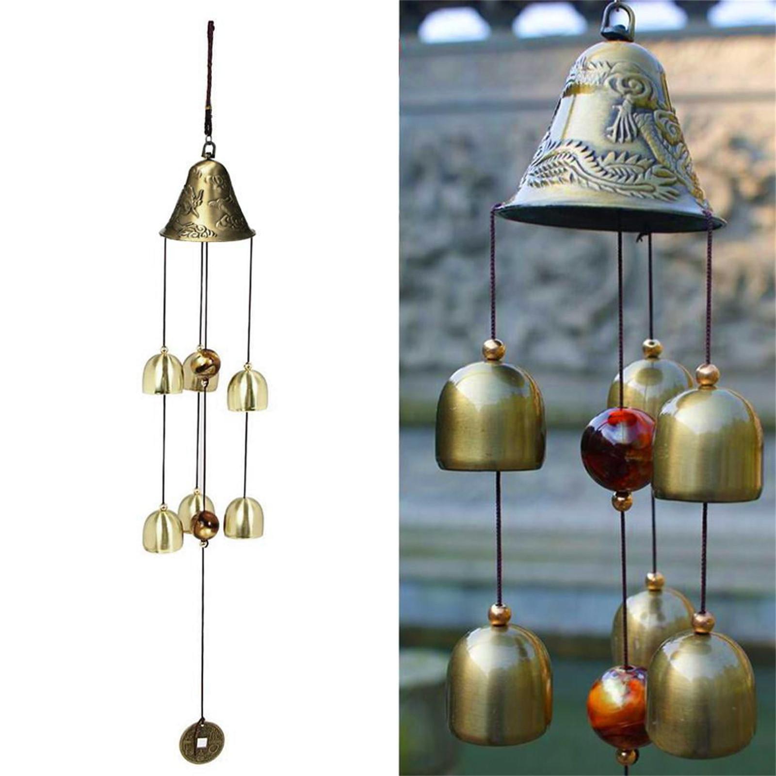 Großes Windspiel für den Garten im Freien, Metall, Dekoration zum Aufhängen im Hof, Kupfer-Ornament, Glockenspiel für Haus, Garten, Hof, Balkon One Size gray