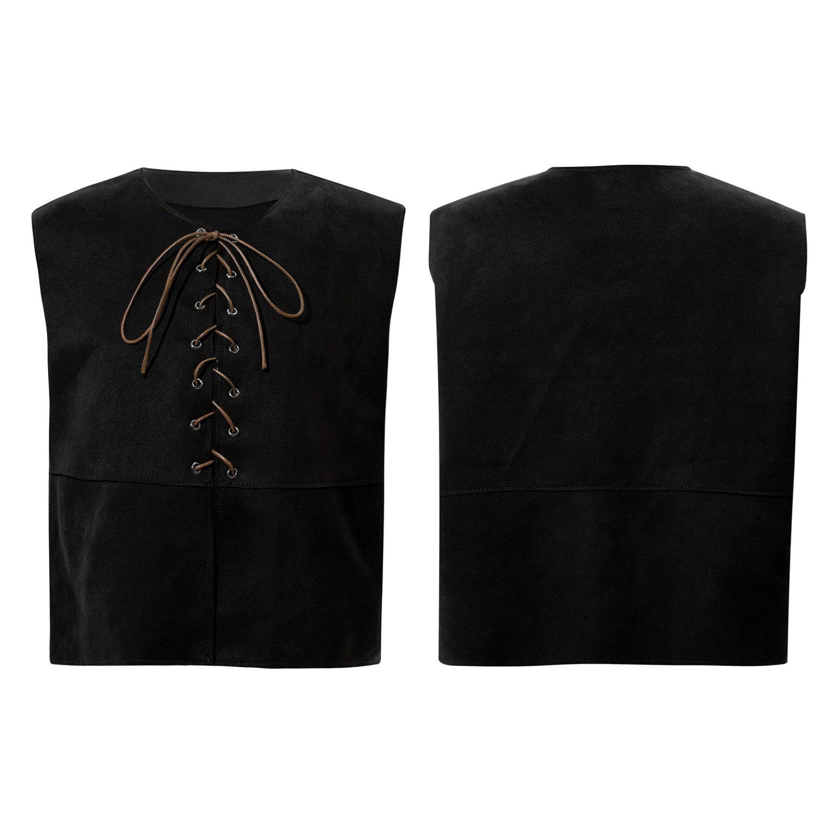 Kinder Junge Mädchen Mittelalterliche Weste Schnürung Steampunk Renaissance Weste Top Halloween Kostüm 11-12 Years schwarz