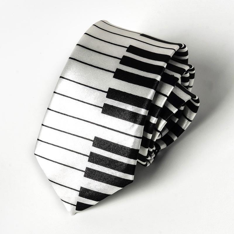 Klassische Musiknoten Bedruckte Krawatte Seidige Schmale Krawatten Schlanke Glatte Klavier Gitarre Krawatte Einfach Elegant Trendig Unisex Krawatten Geschenk A14 black
