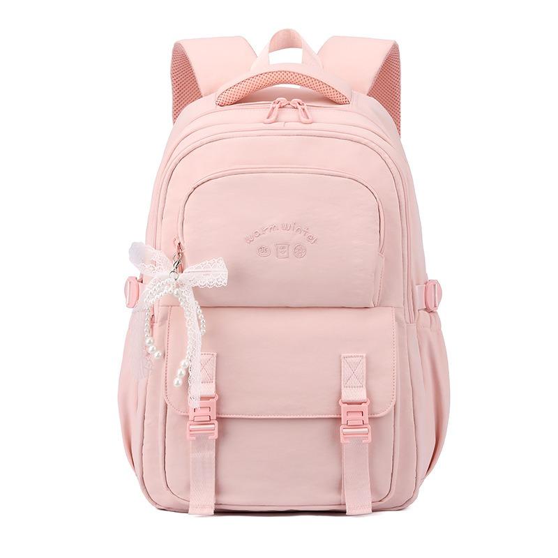 Campus Süße Schleife Mädchen Schultaschen Mittelschule Mittelschule Schüler Rucksack Einfache Einfarbige Große Kapazität Mädchen Teenager Mädchen Buch Tasche rosa