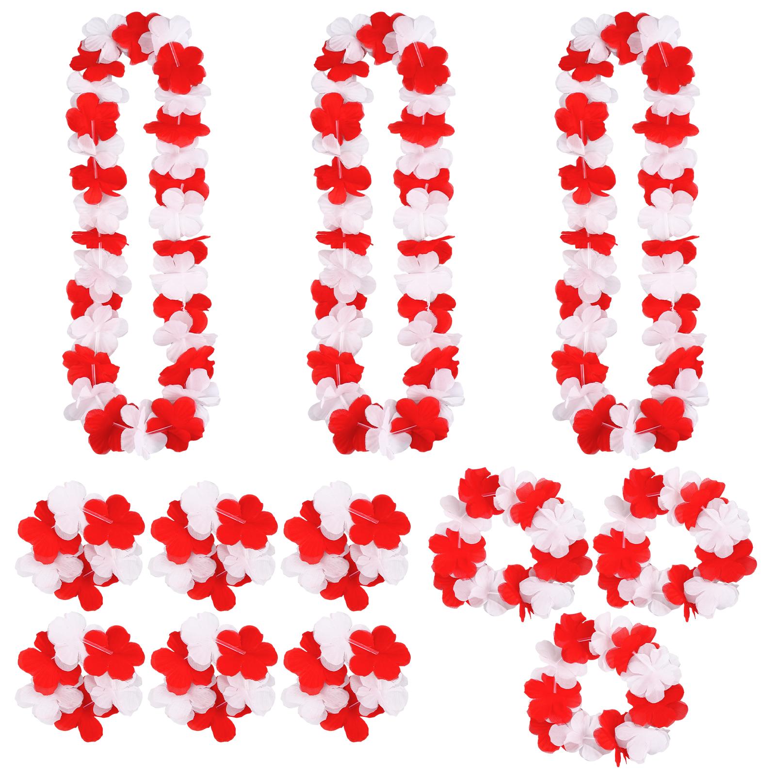 12 Stk Karneval Blumenkette Rot Weiß, Karneval Deko Hawaii Kette Blumen, Karneval Accessoires, Bunte Frühlings- & Partydekoration blau